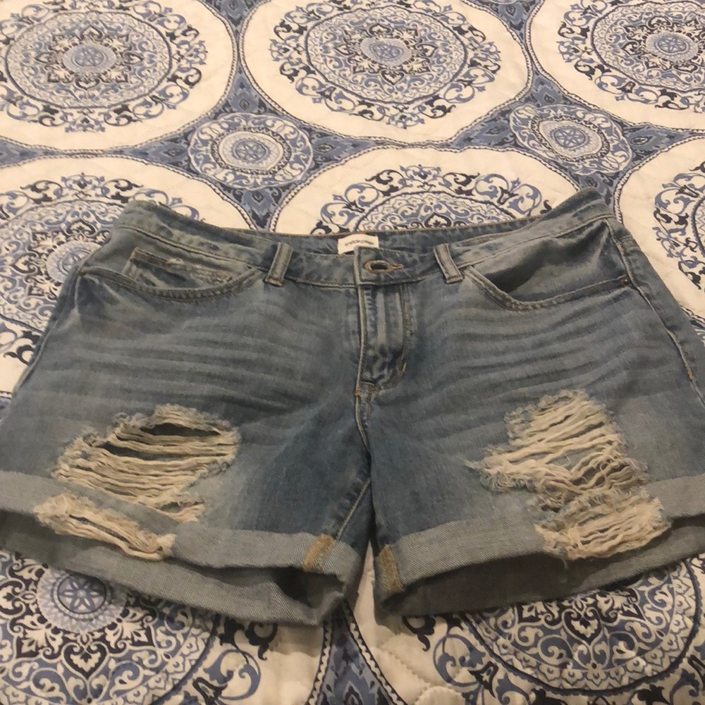 Sneak Peak distressed shorts